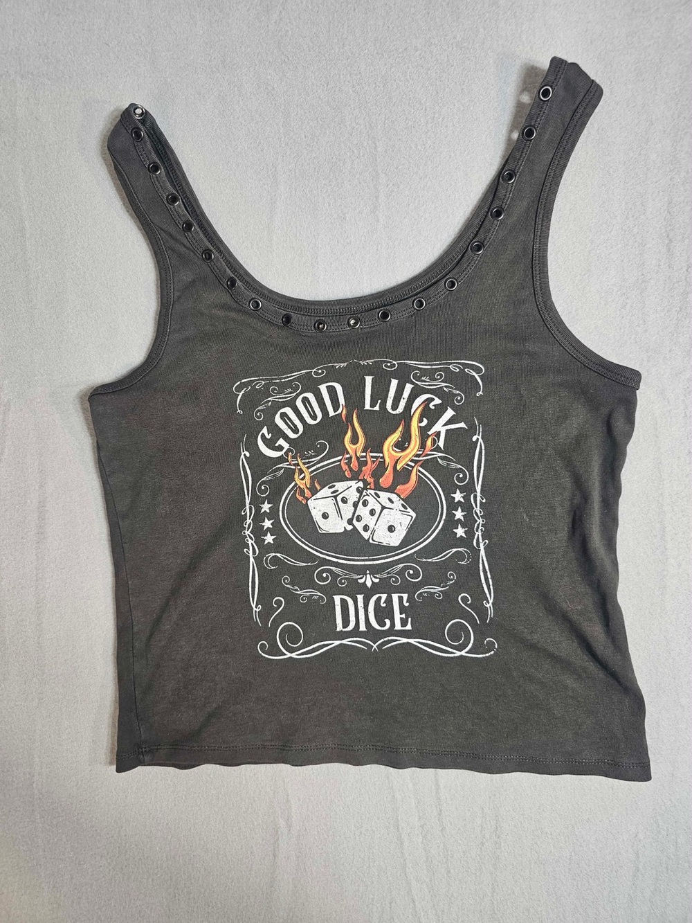 #245 Modish Rebel Good Luck Dice Graphic Grommet Tank Top XL